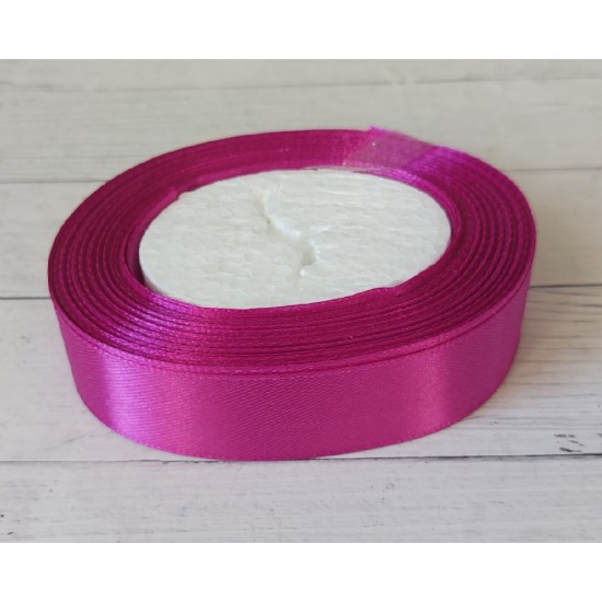 Лента атласная однотонная 2,5 см цв сиреневая фуксия 34, цена за 5 м